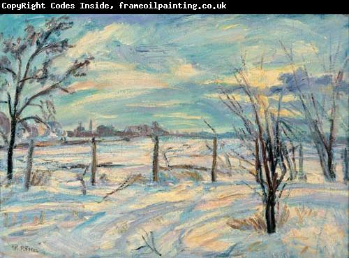 Waldemar Rosler Landscape in lights fields in the winter